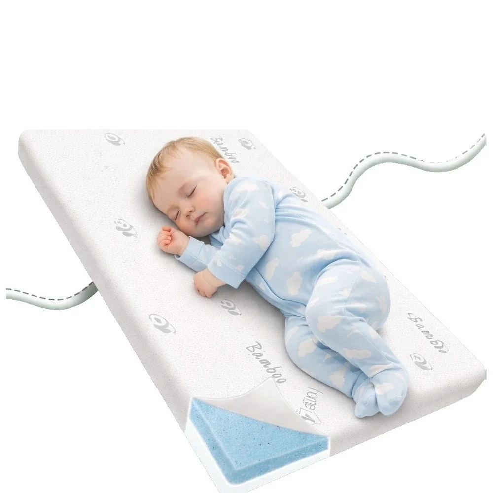 Pack and Play Mattress 38x26x3'' W/Breathable Bamboo Cover Plush Memory Foam